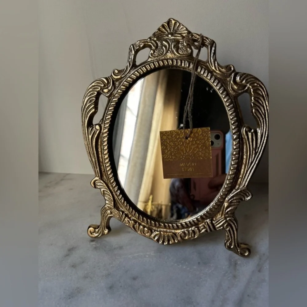 Ornate Gold Oval Mirror metal or brass frame made in India